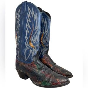 Vintage Dan Post Rainbow Python Snakeskin Cowboy Boots 14079 Women’s Sz 7M